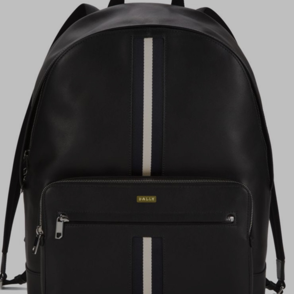 Leather Bally Black and Gray Men's Backpack